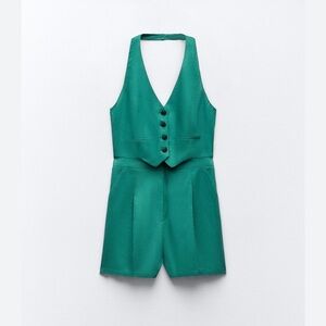 Zara Teal Halter Romper